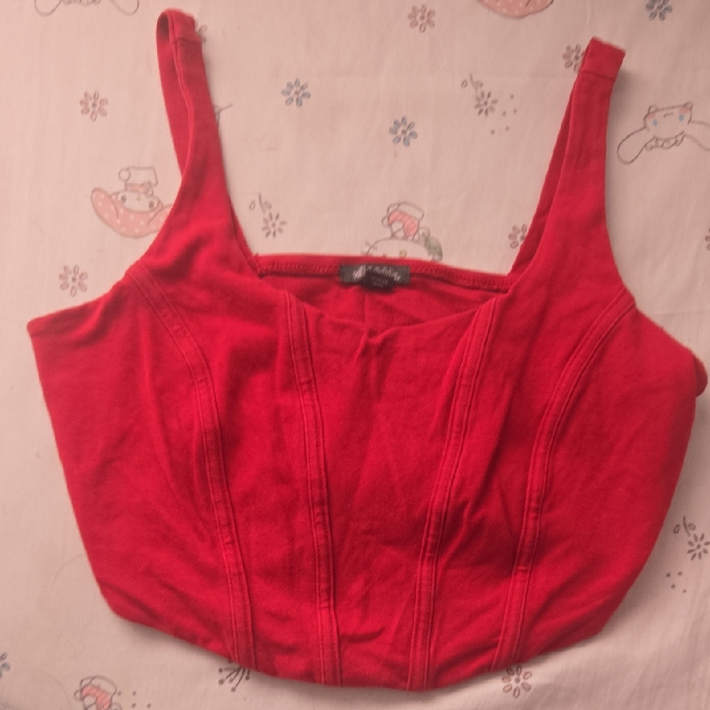 wild fable Red Structured Cropped Tank Top